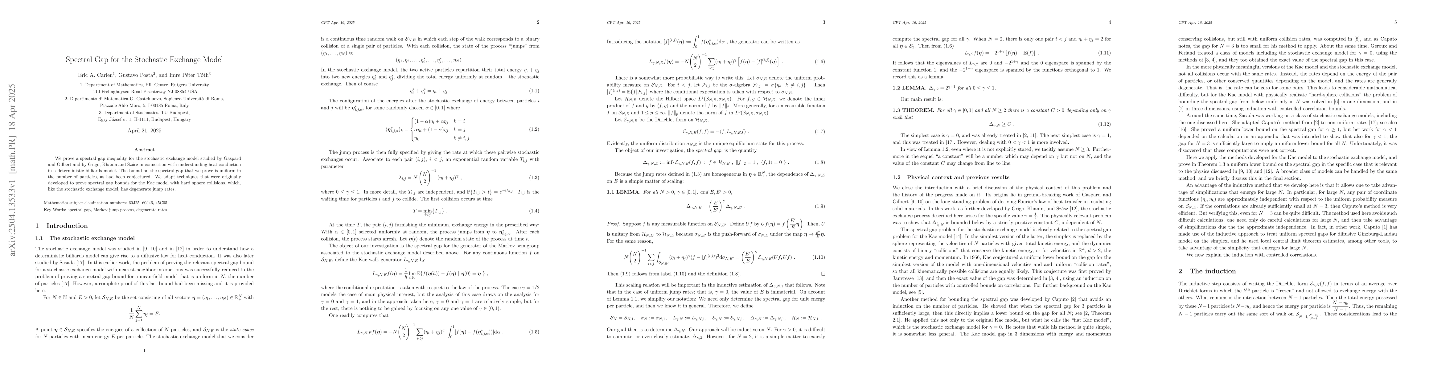 Thumbnail for Spectral Gap for the Stochastic Exchange Model