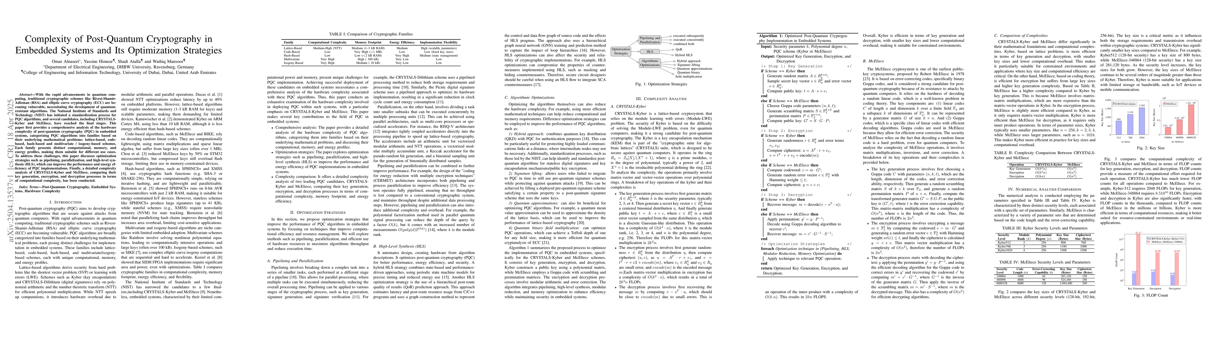 Thumbnail for Complexity of Post-Quantum Cryptography in Embedded Systems and Its
  Optimization Strategies