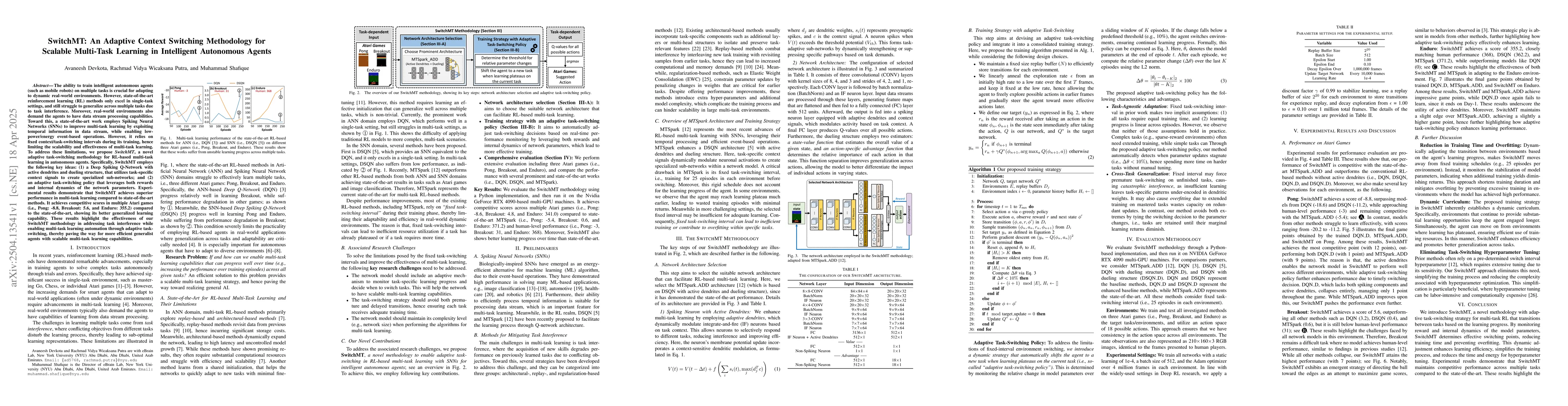 Thumbnail for SwitchMT: An Adaptive Context Switching Methodology for Scalable
  Multi-Task Learning in Intelligent Autonomous Agents