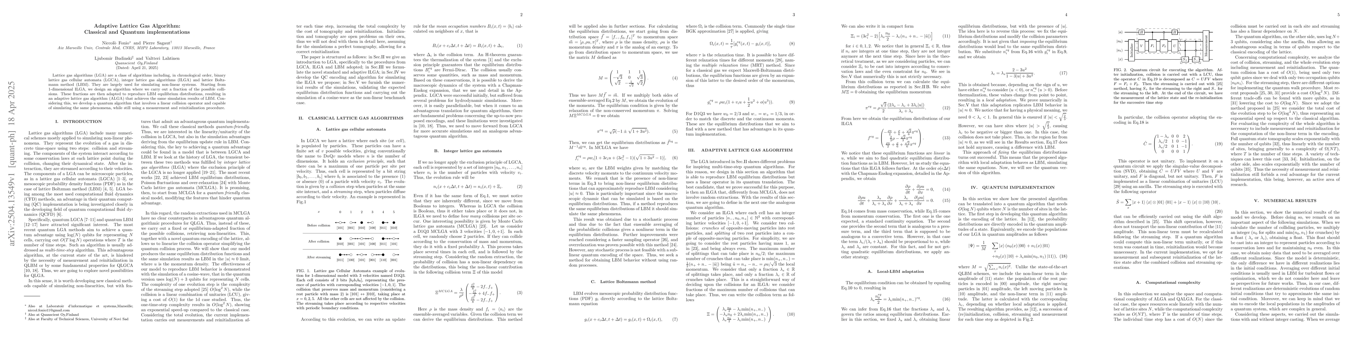 Thumbnail for Adaptive Lattice Gas Algorithm: Classical and Quantum implementations