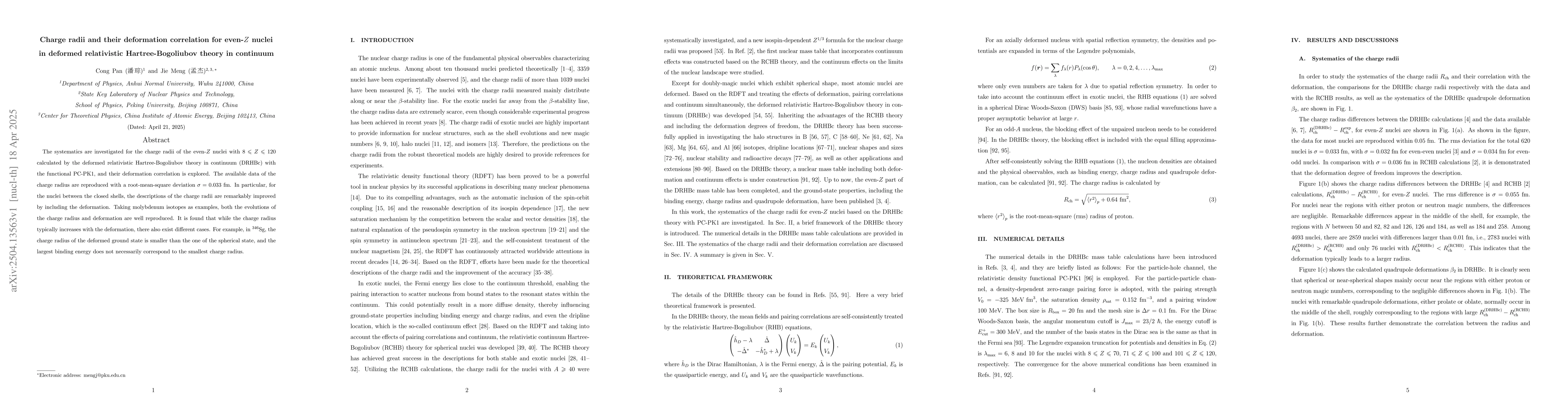 Thumbnail for Charge radii and their deformation correlation for even-$Z$ nuclei in
  deformed relativistic Hartree-Bogoliubov theory in continuum