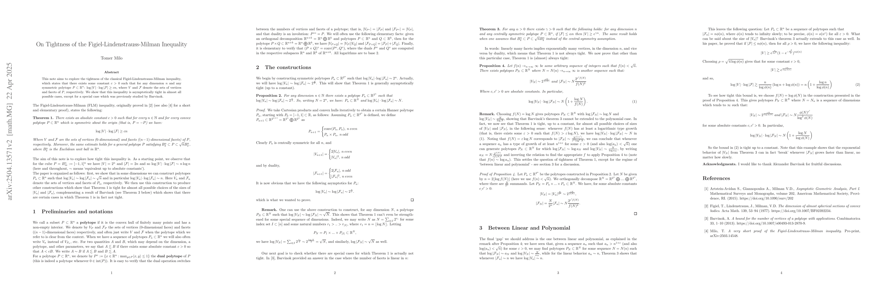 Thumbnail for On Tightness of the Figiel-Lindenstrauss-Milman inequality