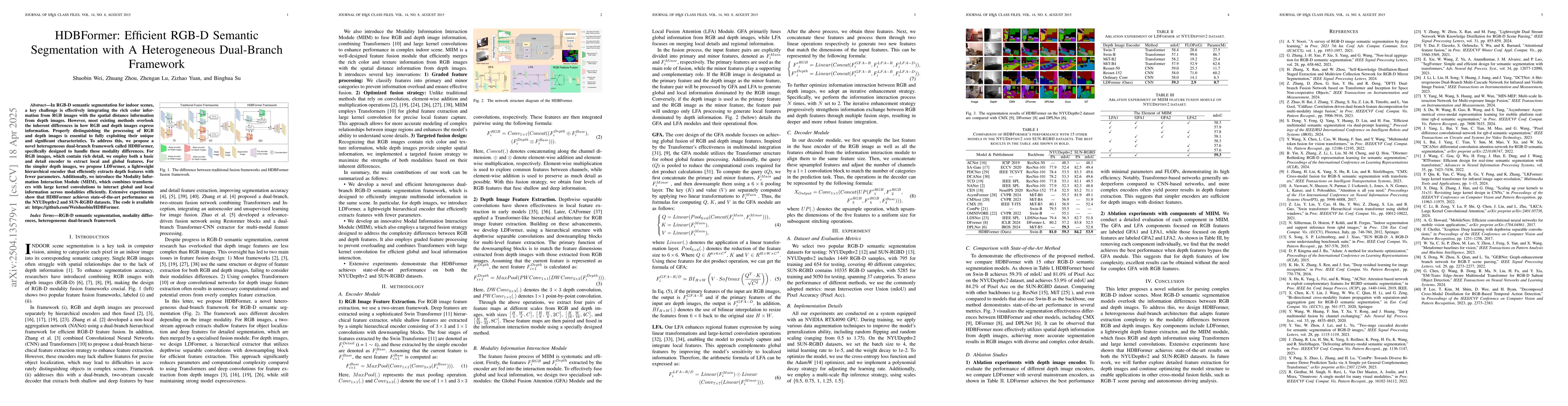 Thumbnail for HDBFormer: Efficient RGB-D Semantic Segmentation with A Heterogeneous
  Dual-Branch Framework