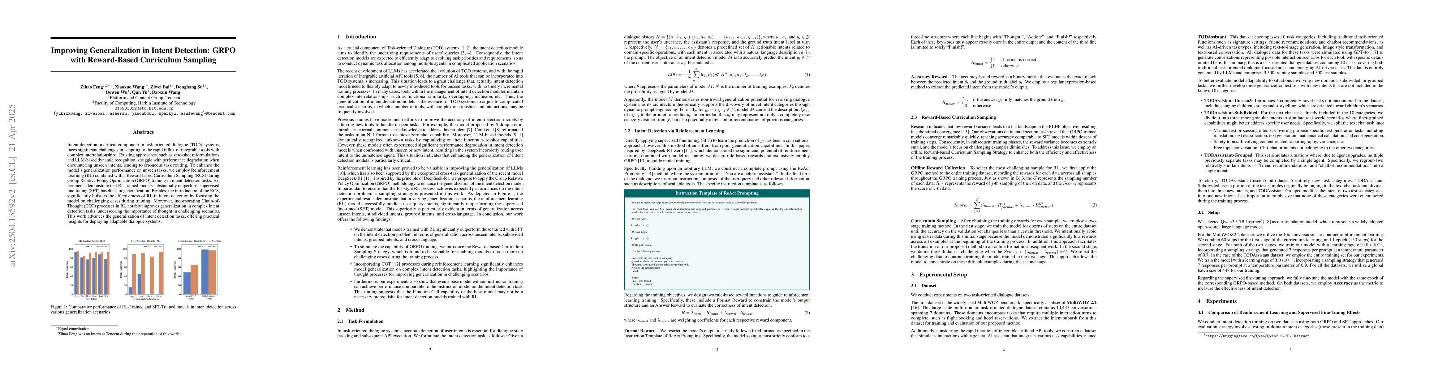 Thumbnail for Improving Generalization in Intent Detection: GRPO with Reward-Based
  Curriculum Sampling