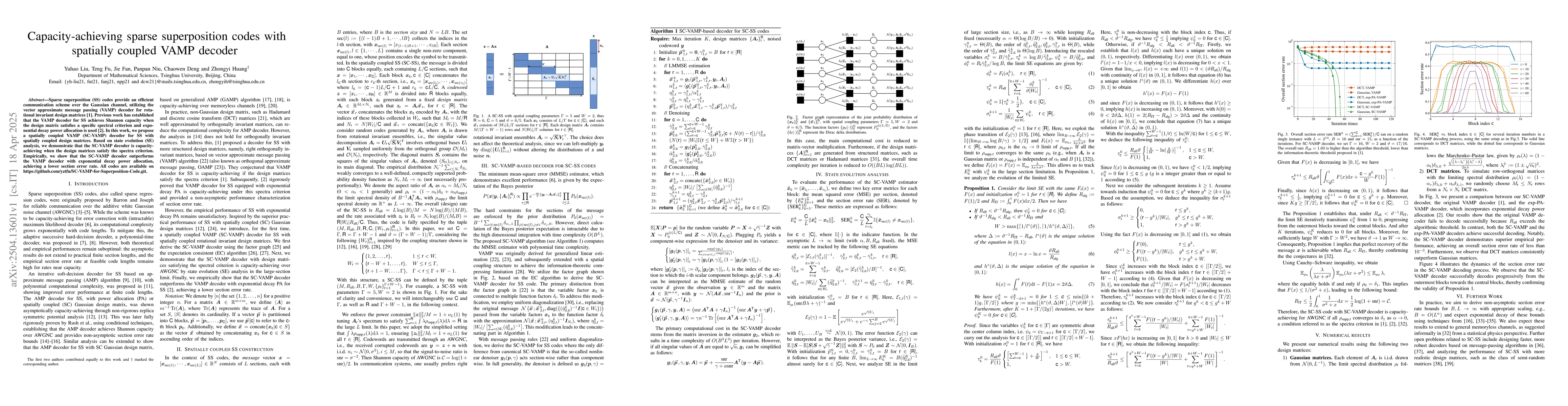 Thumbnail for Capacity-achieving sparse superposition codes with spatially coupled
  VAMP decoder