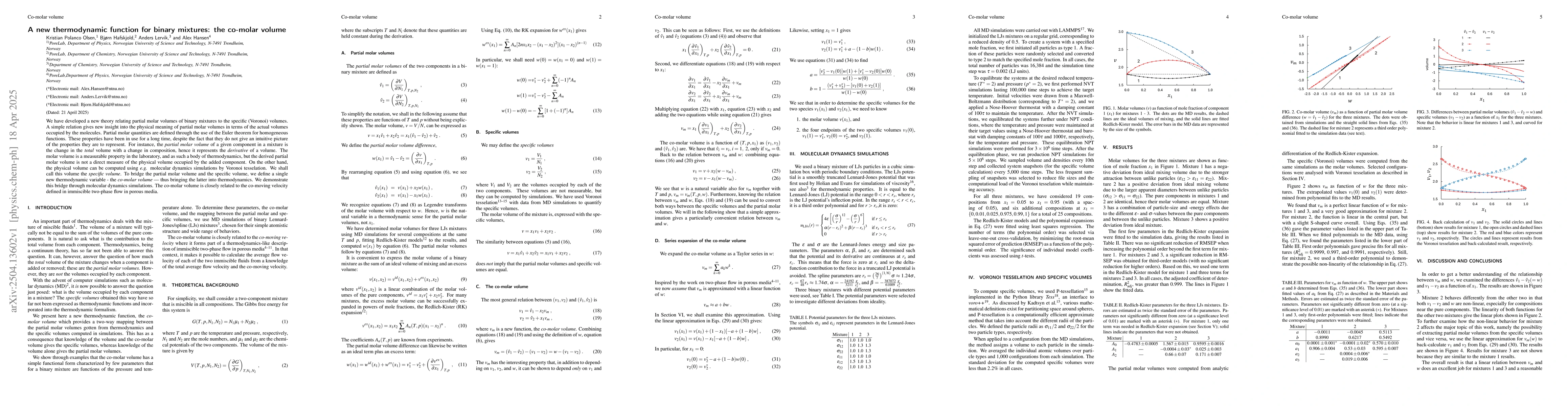 Thumbnail for A new thermodynamic function for binary mixtures: the co-molar volume