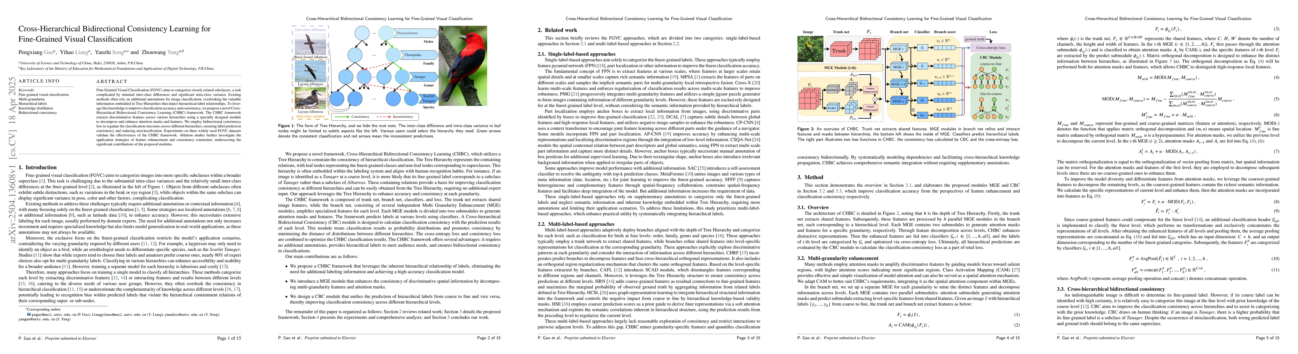 Thumbnail for Cross-Hierarchical Bidirectional Consistency Learning for Fine-Grained
  Visual Classification