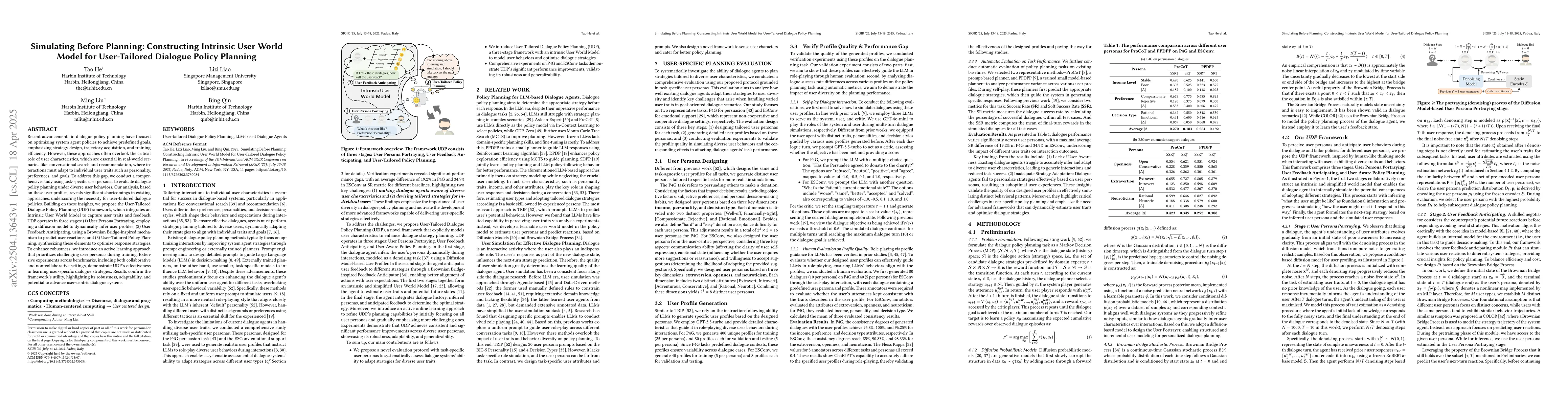 Thumbnail for Simulating Before Planning: Constructing Intrinsic User World Model for
  User-Tailored Dialogue Policy Planning