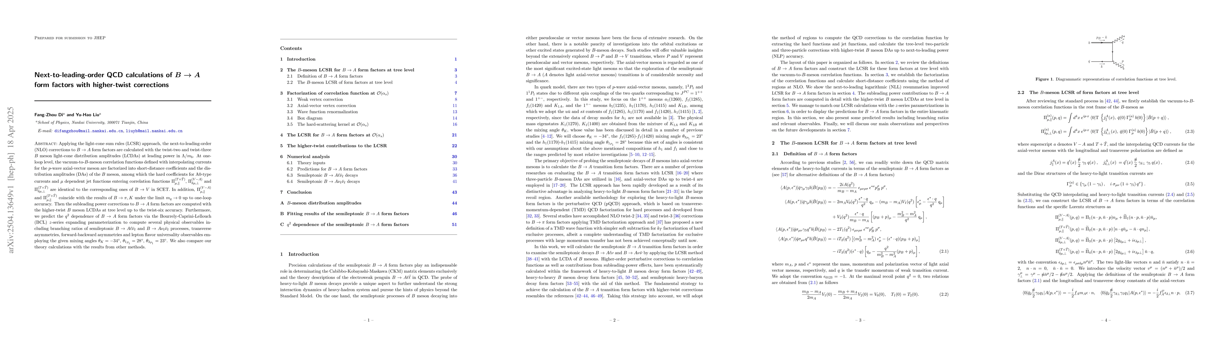 Thumbnail for Next-to-leading-order QCD calculations of $B \to A$ form factors with
  higher-twist corrections