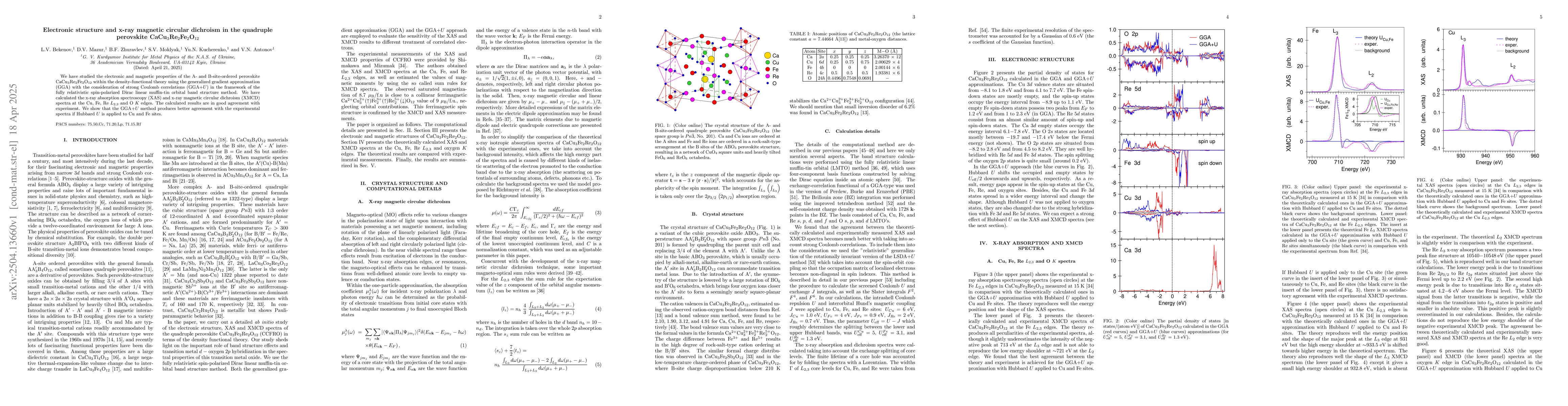 Thumbnail for Electronic structure and x-ray magnetic circular dichroism in the
  quadruple perovskite CaCu3Re2Fe2O12