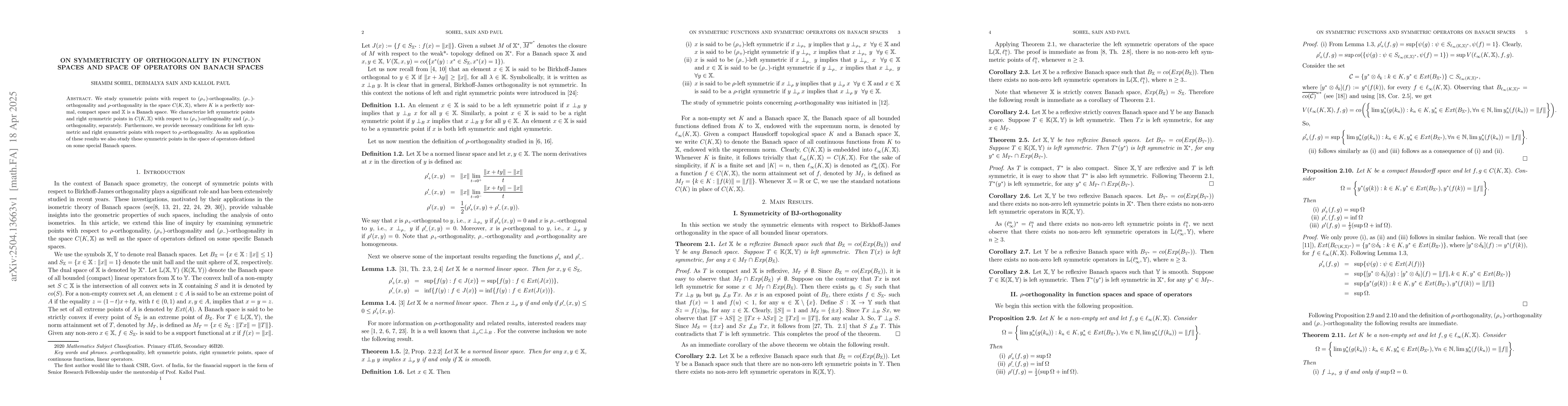 Thumbnail for On symmetricity of orthogonality in function spaces and space of
  operators on Banach spaces