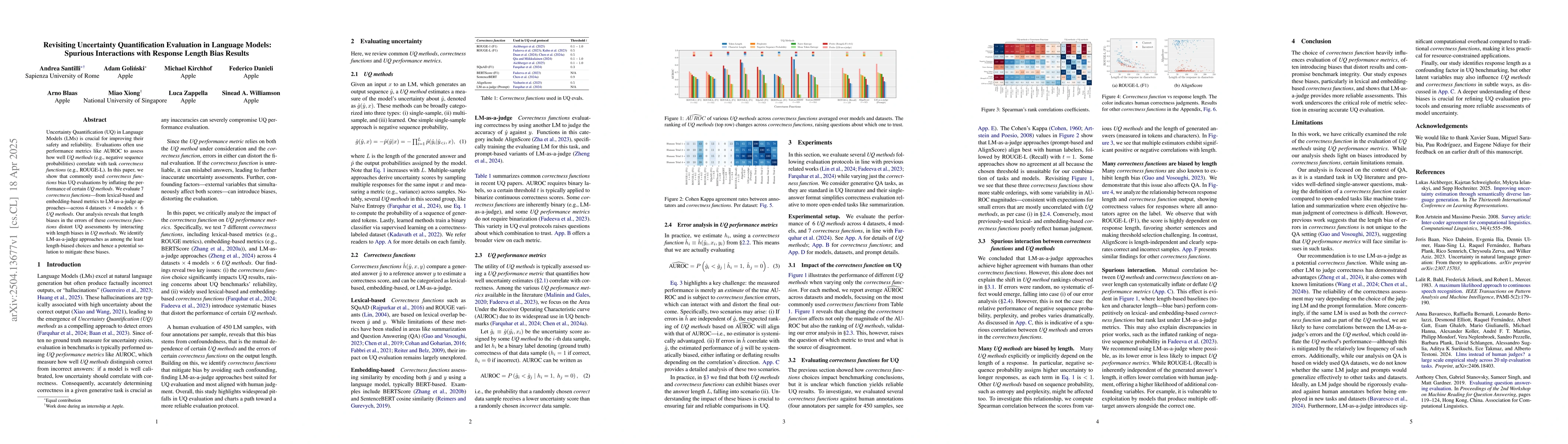 Thumbnail for Revisiting Uncertainty Quantification Evaluation in Language Models:
  Spurious Interactions with Response Length Bias Results