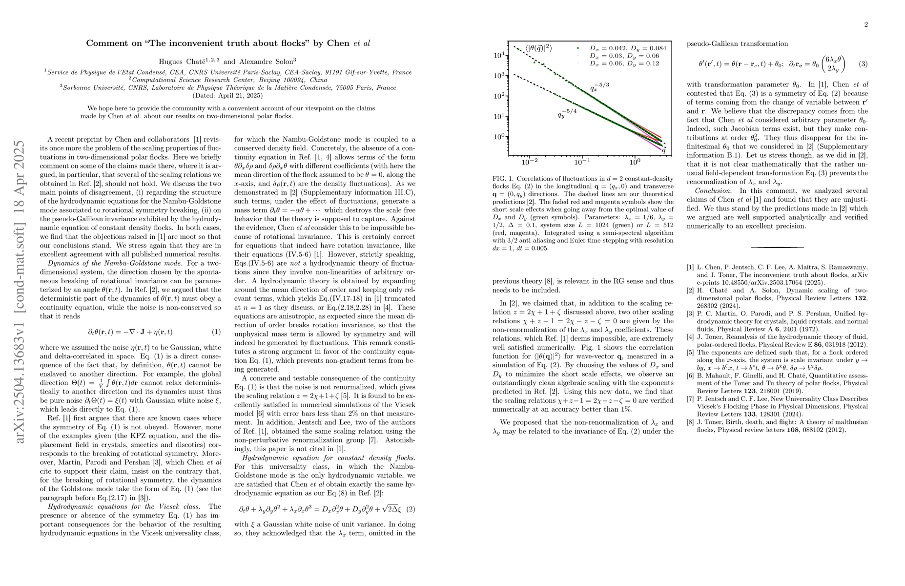 Thumbnail for Comment on "The inconvenient truth about flocks" by Chen et al
