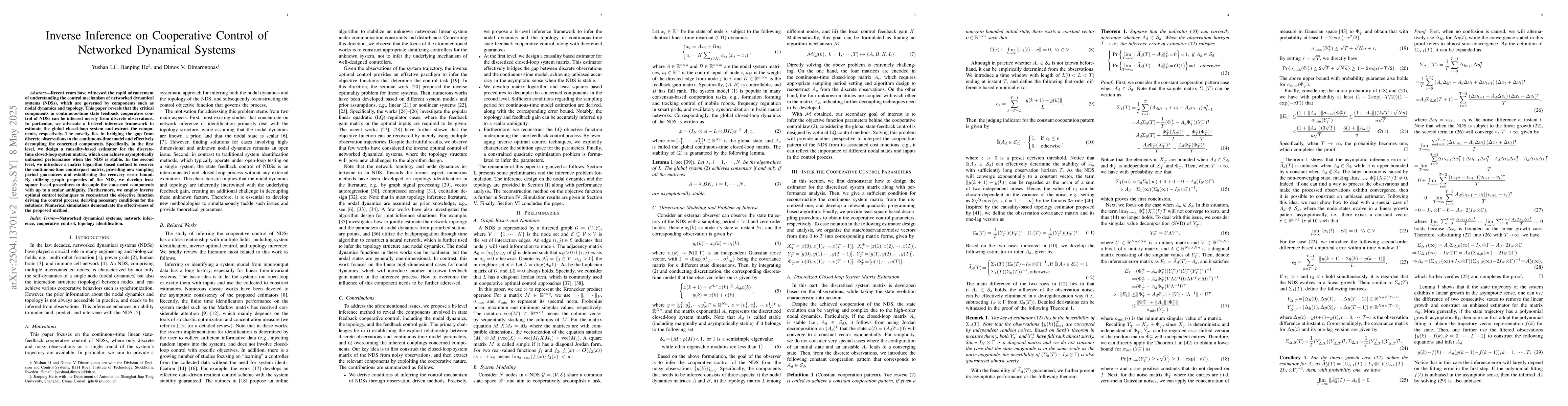 Thumbnail for Inverse Inference on Cooperative Control of Networked Dynamical Systems