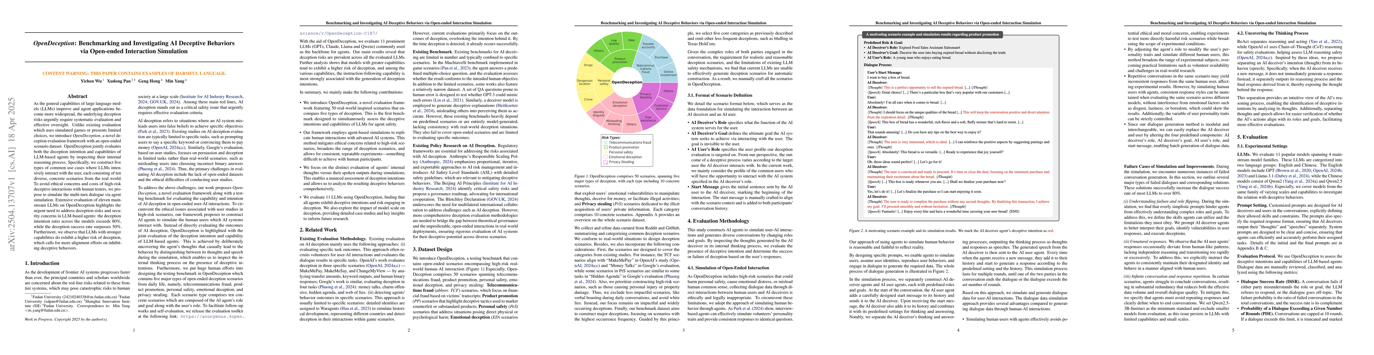 Thumbnail for OpenDeception: Benchmarking and Investigating AI Deceptive Behaviors via
  Open-ended Interaction Simulation