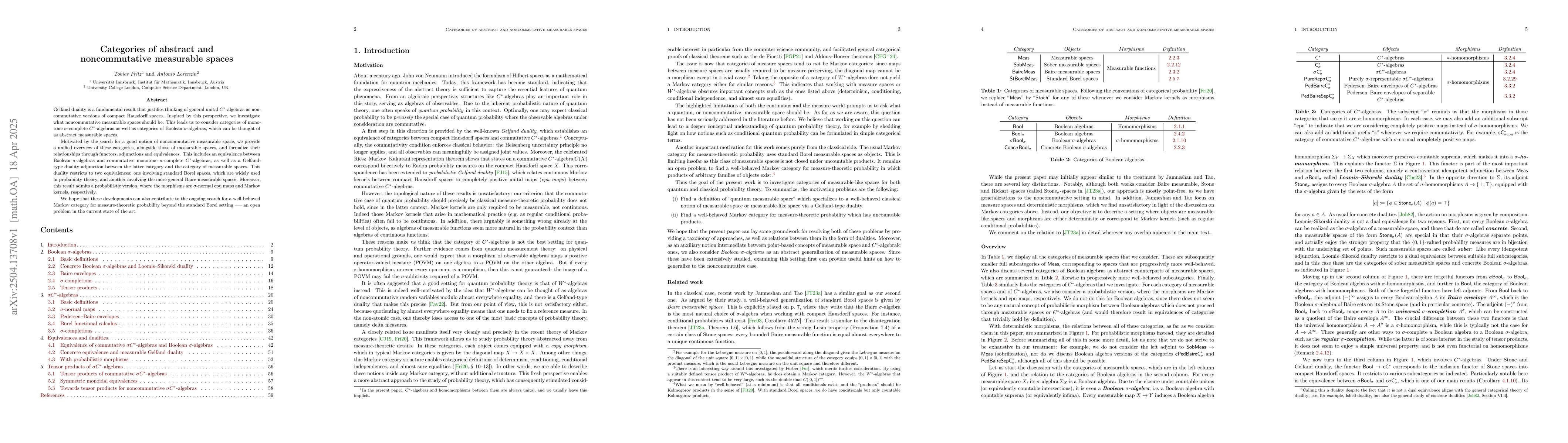 Thumbnail for Categories of abstract and noncommutative measurable spaces