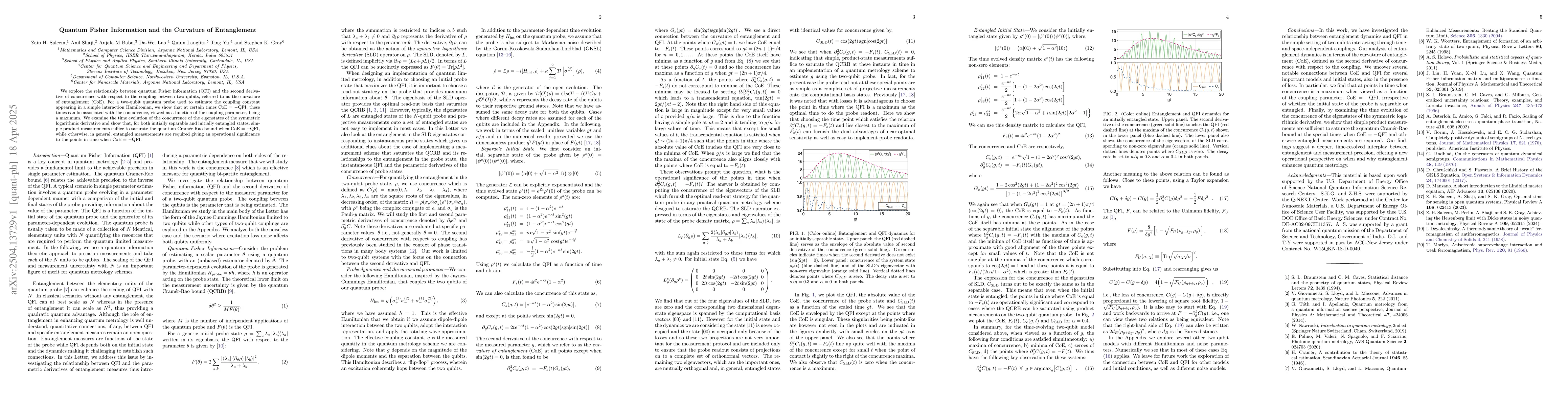 Thumbnail for Quantum Fisher Information and the Curvature of Entanglement