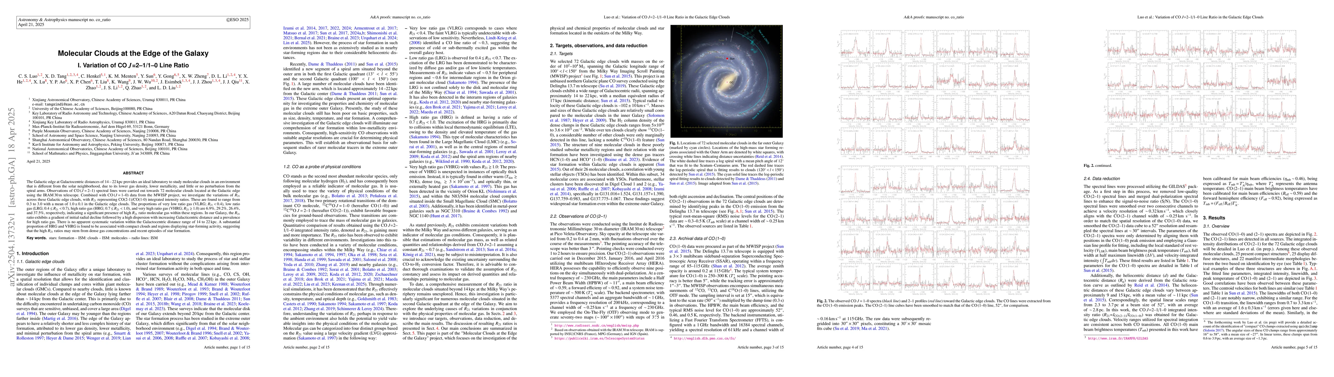Thumbnail for Molecular Clouds at the Edge of the Galaxy I. Variation of CO J=2-1/1-0
  Line Ratio