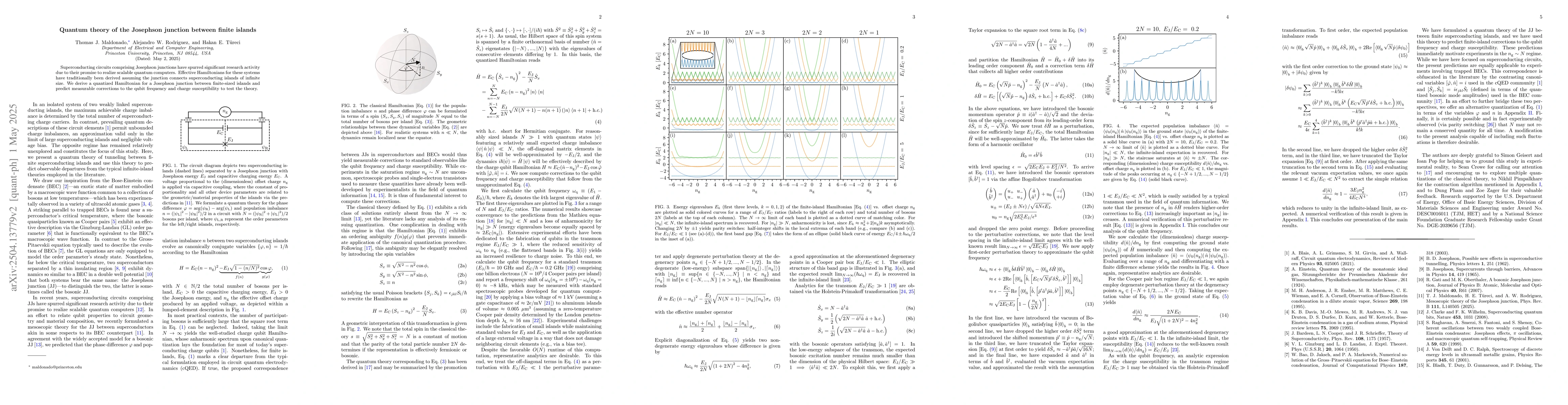 Thumbnail for Quantum theory of the Josephson junction between finite islands