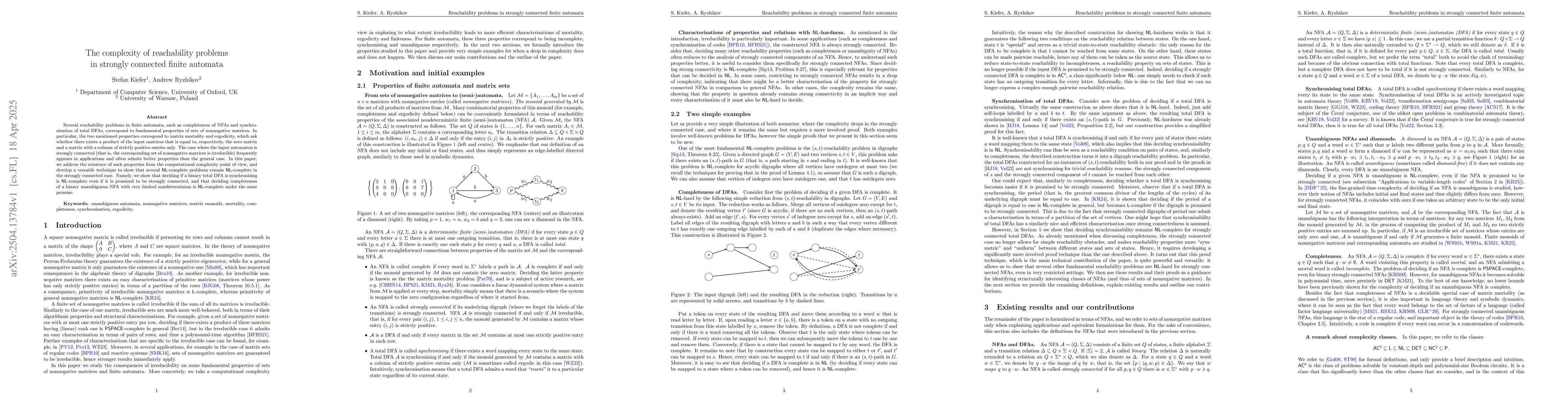 Thumbnail for The complexity of reachability problems in strongly connected finite
  automata