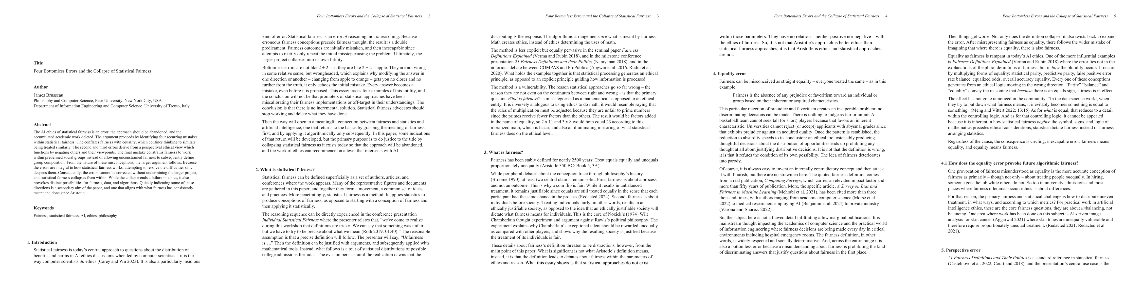 Thumbnail for Four Bottomless Errors and the Collapse of Statistical Fairness