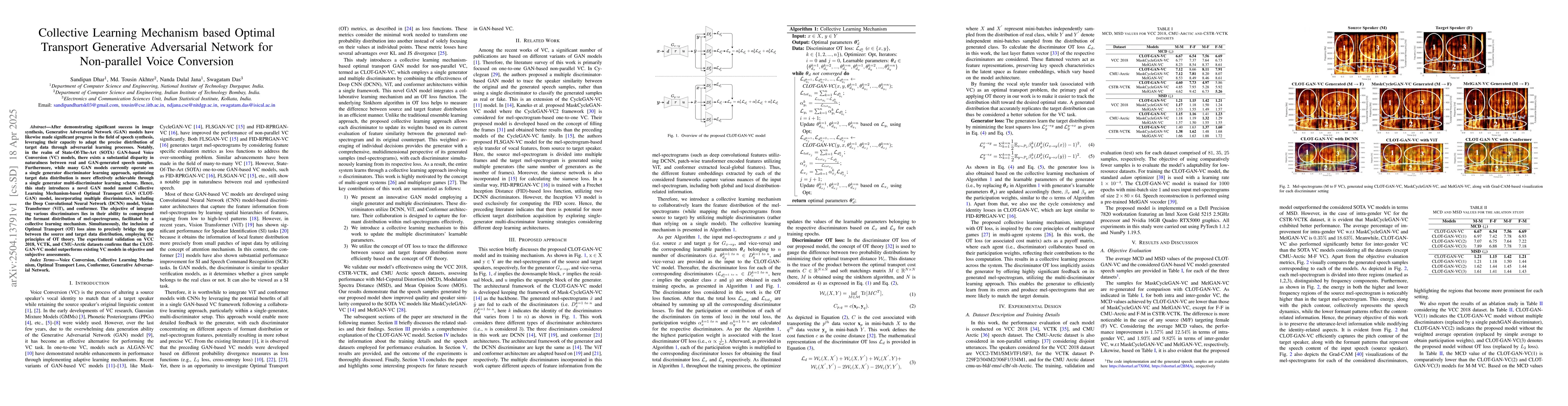 Thumbnail for Collective Learning Mechanism based Optimal Transport Generative
  Adversarial Network for Non-parallel Voice Conversion