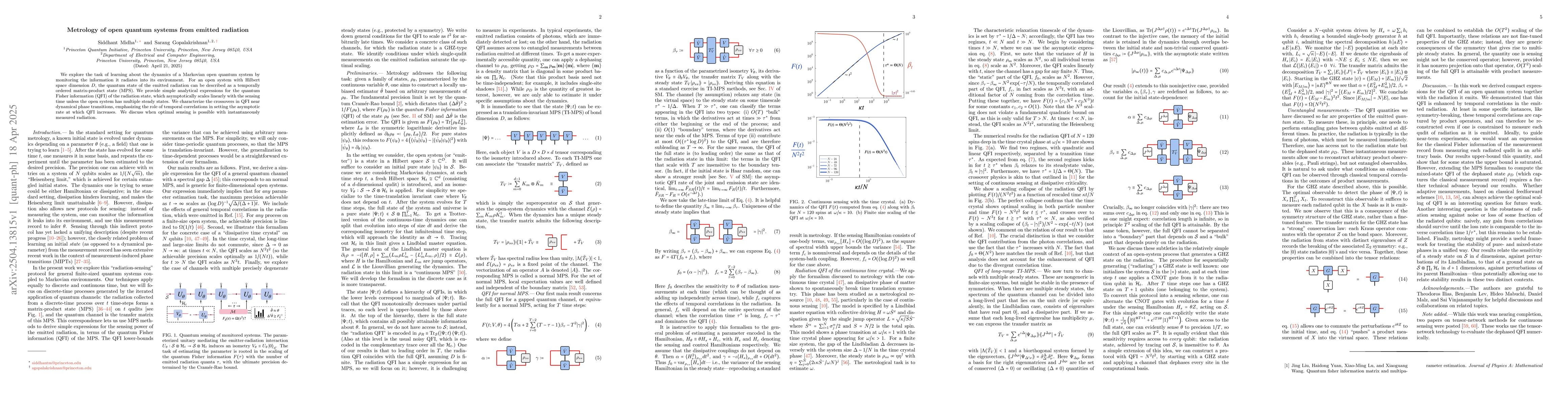 Thumbnail for Metrology of open quantum systems from emitted radiation