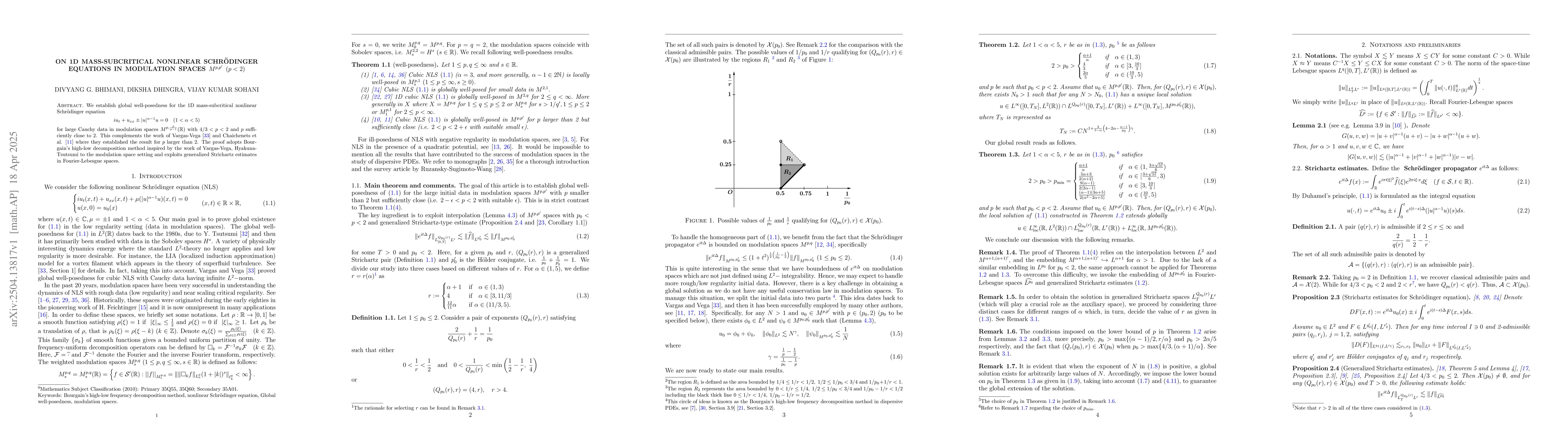 Thumbnail for On 1D Mass-subcritical Nonlinear Schrödinger equations in modulation
  spaces $M^{p, p'} (p<2)$