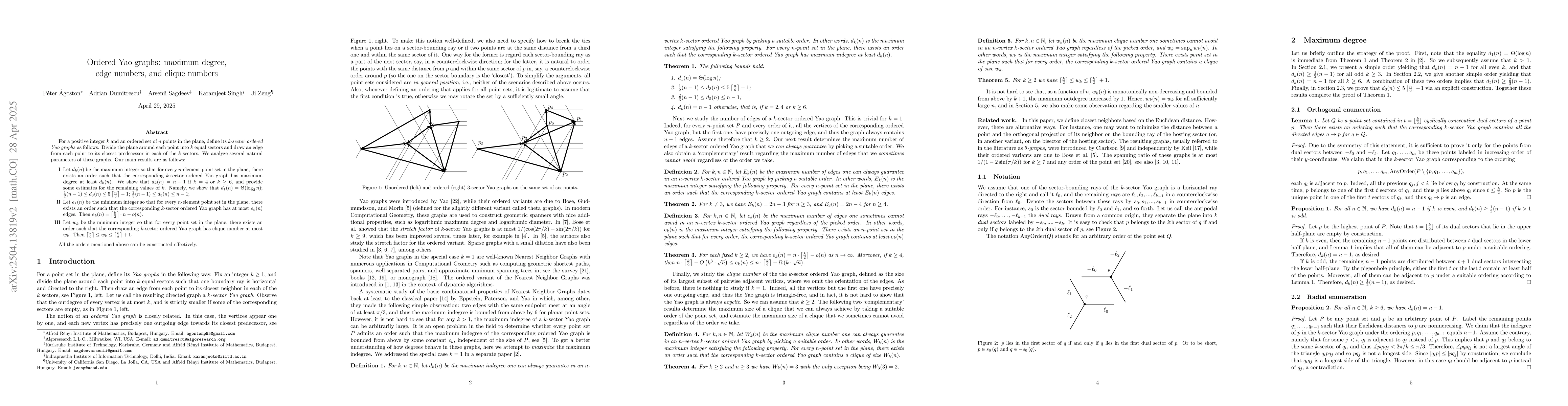 Thumbnail for Ordered Yao graphs: maximum degree, edge numbers, and clique numbers