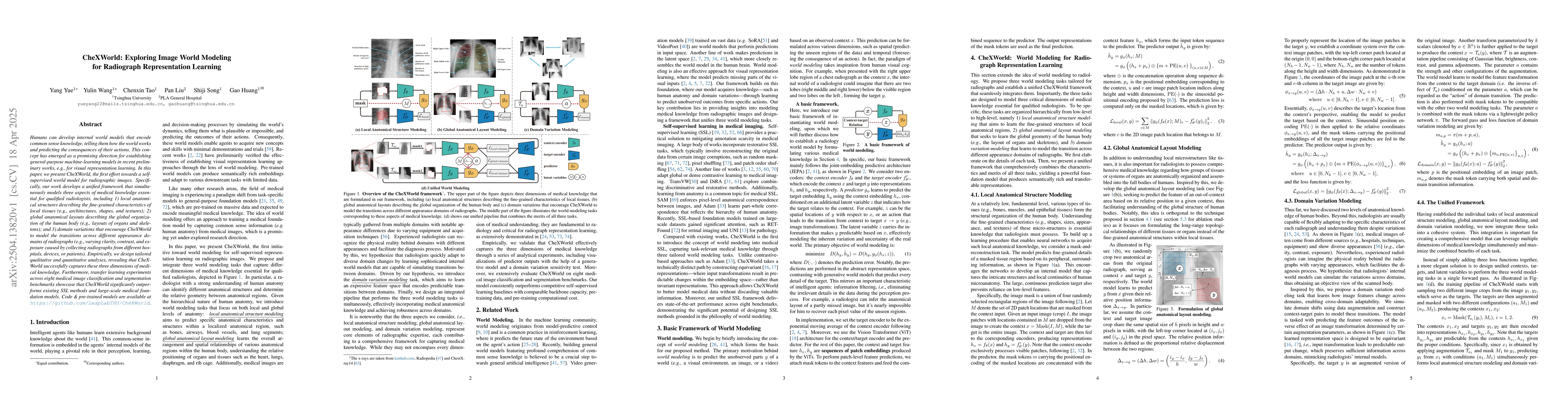Thumbnail for CheXWorld: Exploring Image World Modeling for Radiograph Representation
  Learning