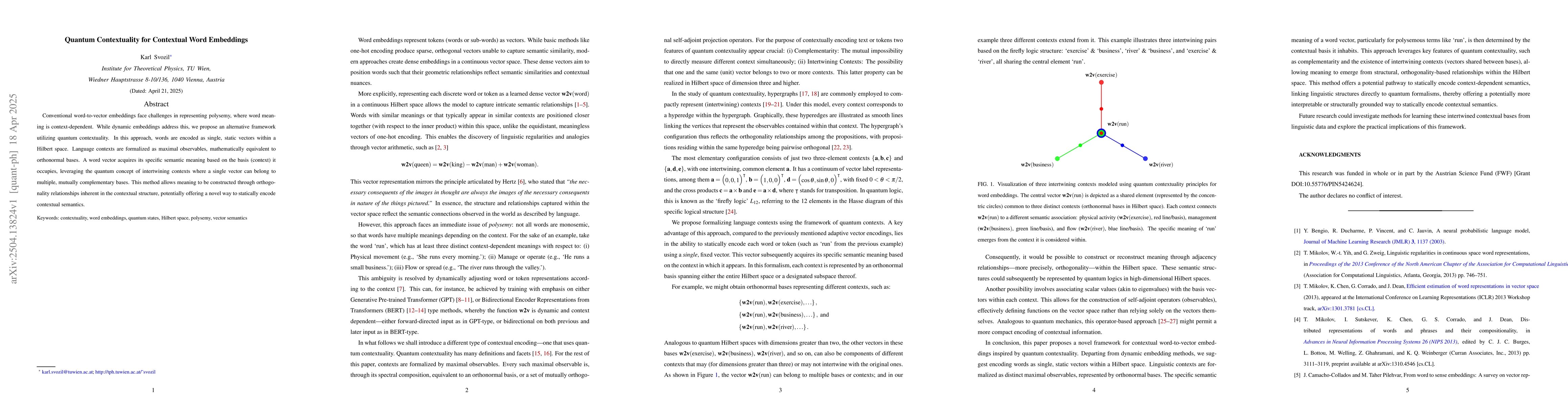Thumbnail for Quantum Contextuality for Contextual Word Embeddings