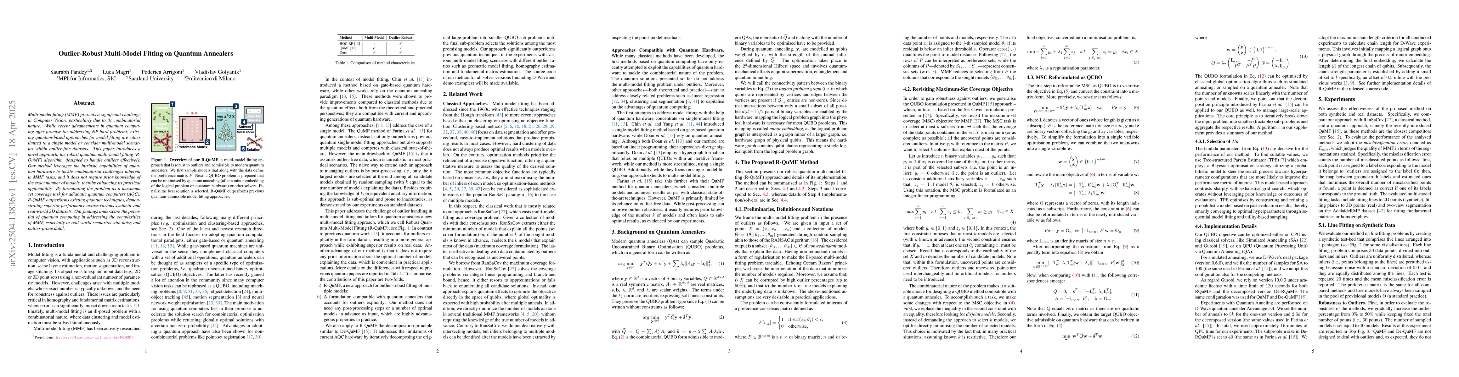 Thumbnail for Outlier-Robust Multi-Model Fitting on Quantum Annealers