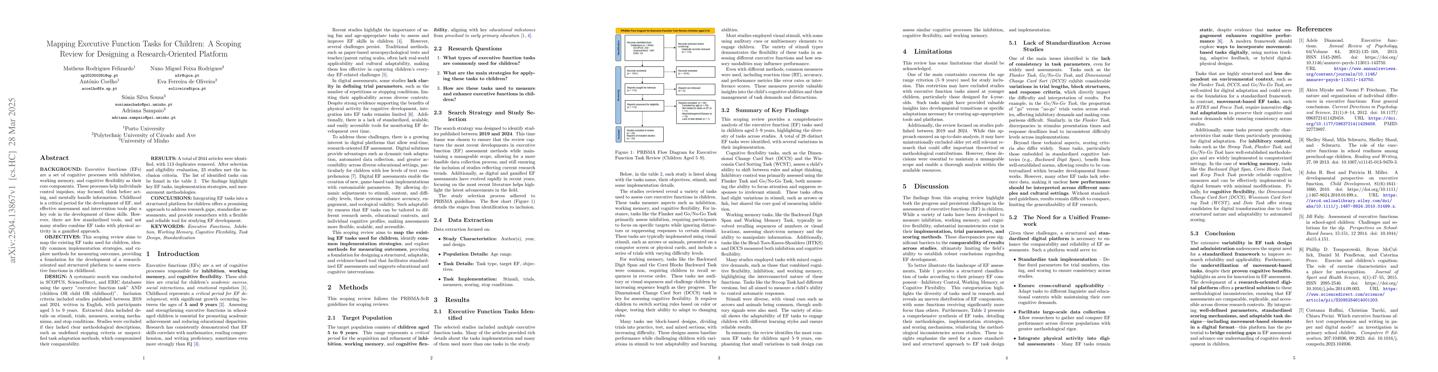 Thumbnail for Mapping Executive Function Tasks for Children: A Scoping Review for
  Designing a Research-Oriented Platform