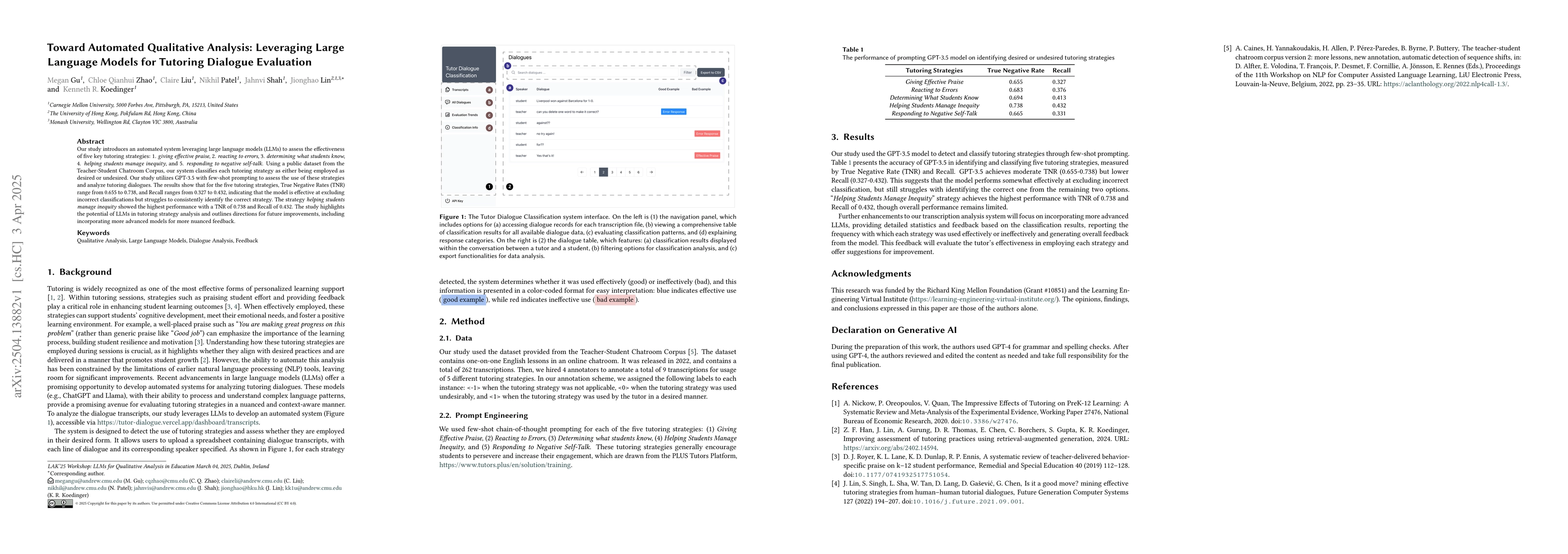 Thumbnail for Toward Automated Qualitative Analysis: Leveraging Large Language Models
  for Tutoring Dialogue Evaluation