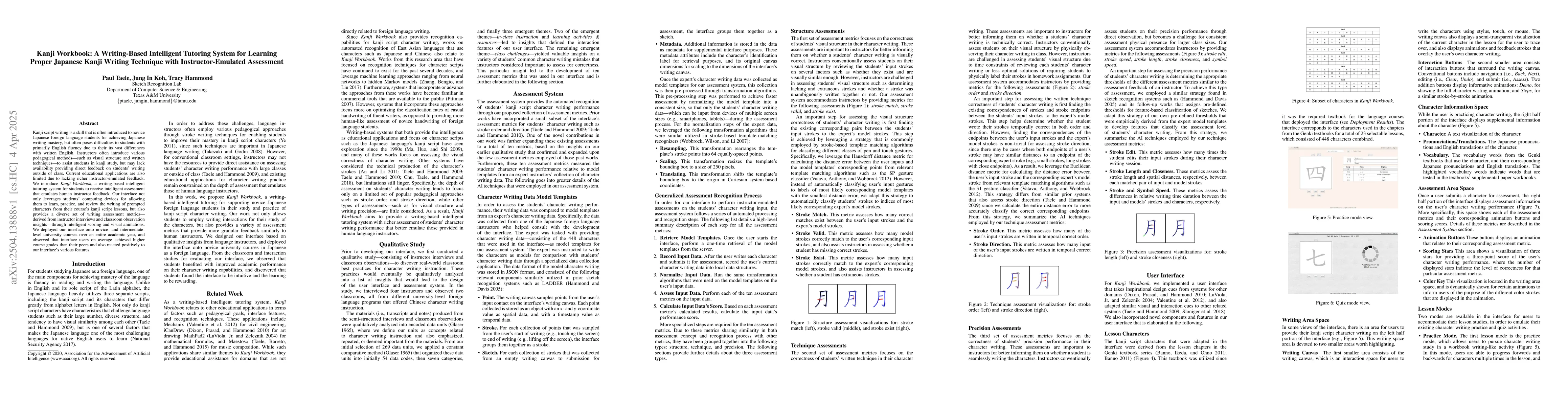 Thumbnail for Kanji Workbook: A Writing-Based Intelligent Tutoring System for Learning
  Proper Japanese Kanji Writing Technique with Instructor-Emulated Assessment