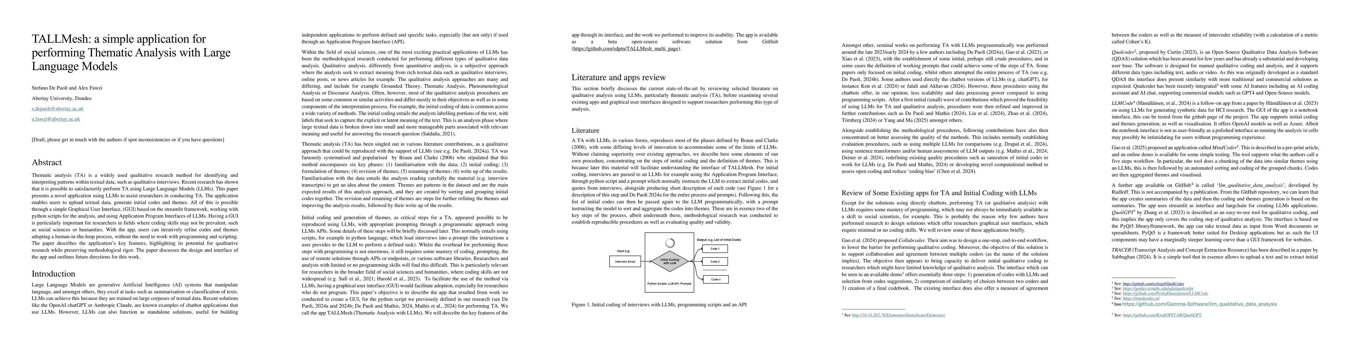 Thumbnail for TALLMesh: a simple application for performing Thematic Analysis with
  Large Language Models
