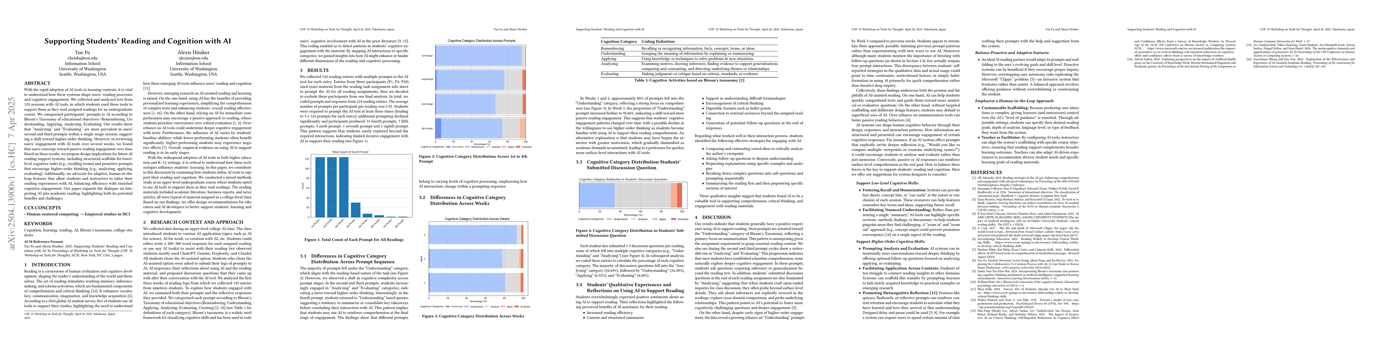 Thumbnail for Supporting Students' Reading and Cognition with AI