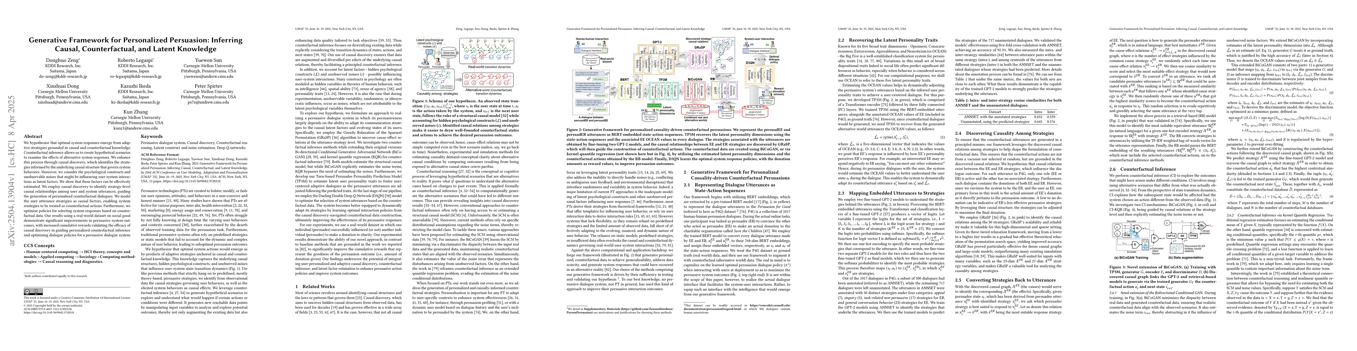 Thumbnail for Generative Framework for Personalized Persuasion: Inferring Causal,
  Counterfactual, and Latent Knowledge