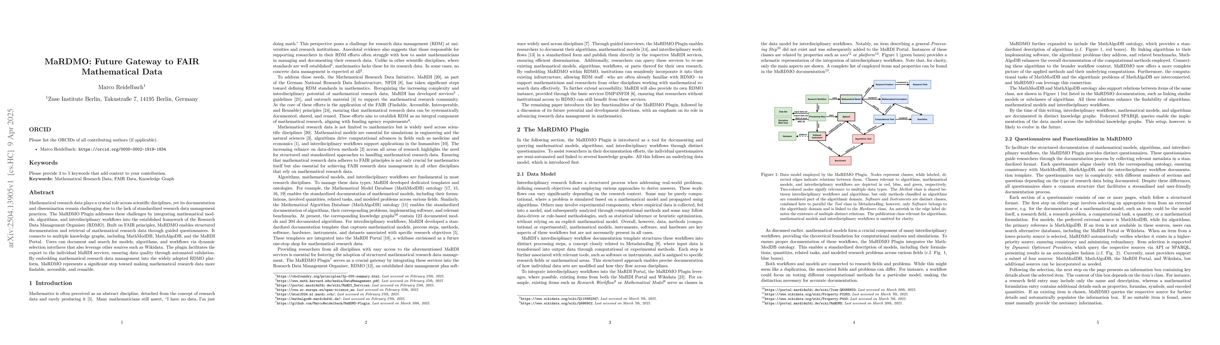 Thumbnail for MaRDMO: Future Gateway to FAIR Mathematical Data