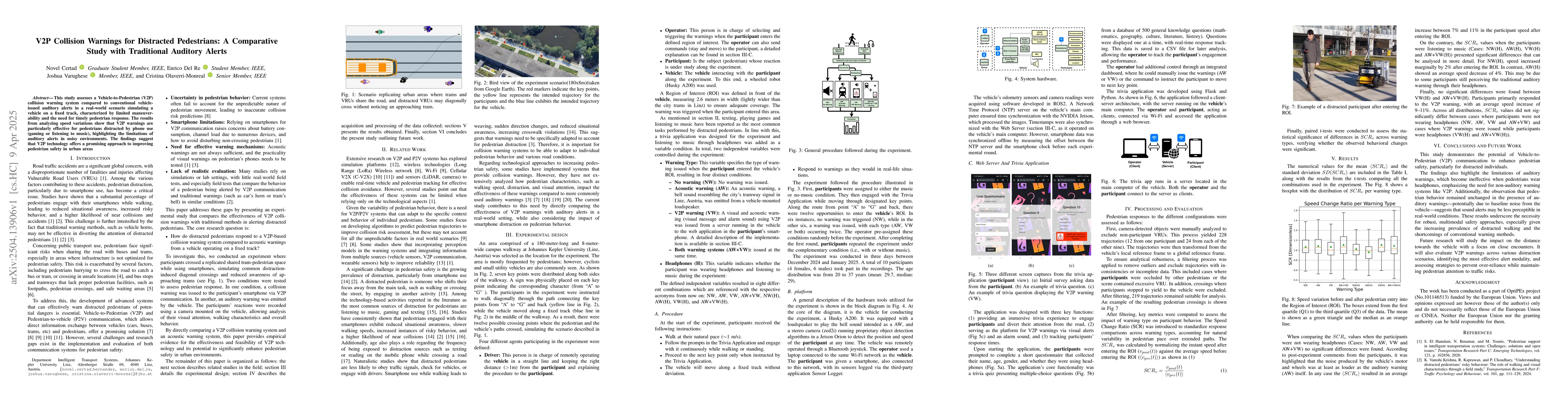 Thumbnail for V2P Collision Warnings for Distracted Pedestrians: A Comparative Study
  with Traditional Auditory Alerts