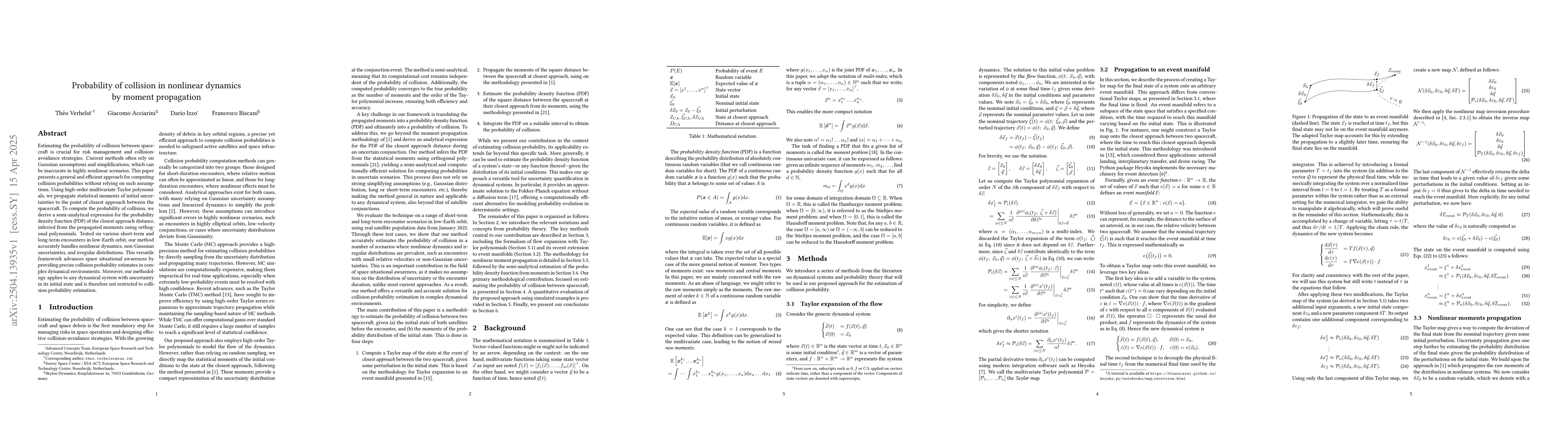 Thumbnail for Probability of collision in nonlinear dynamics by moment propagation