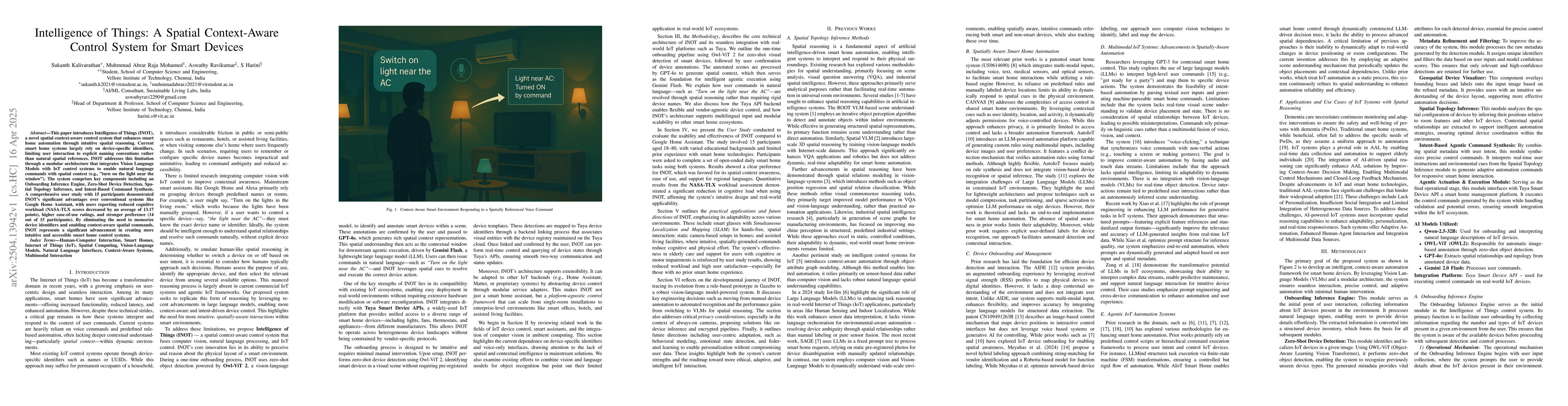 Thumbnail for Intelligence of Things: A Spatial Context-Aware Control System for Smart
  Devices