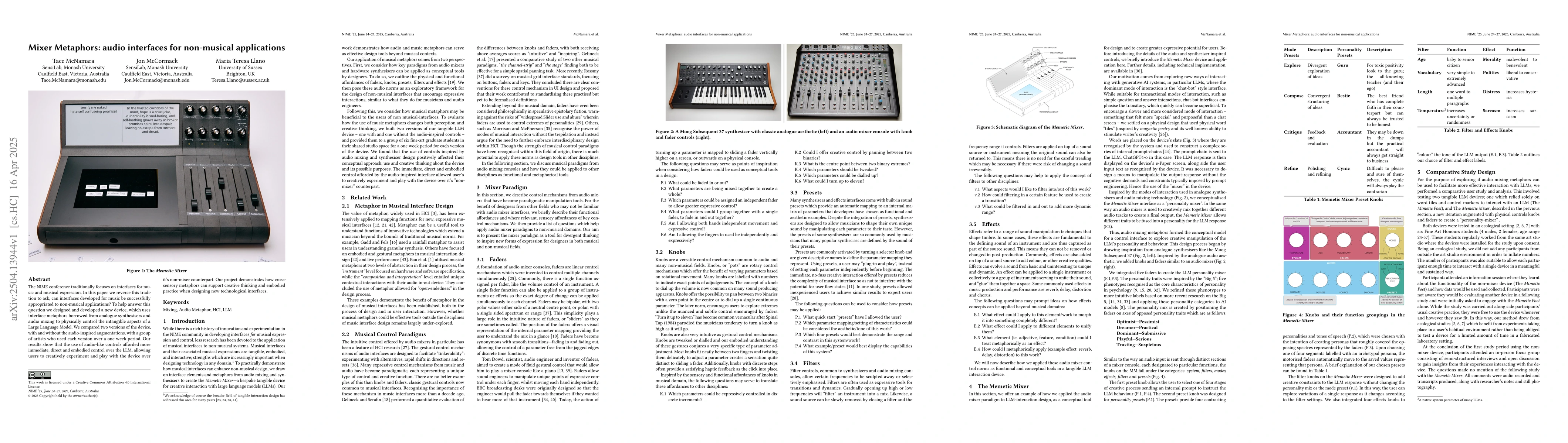 Thumbnail for Mixer Metaphors: audio interfaces for non-musical applications