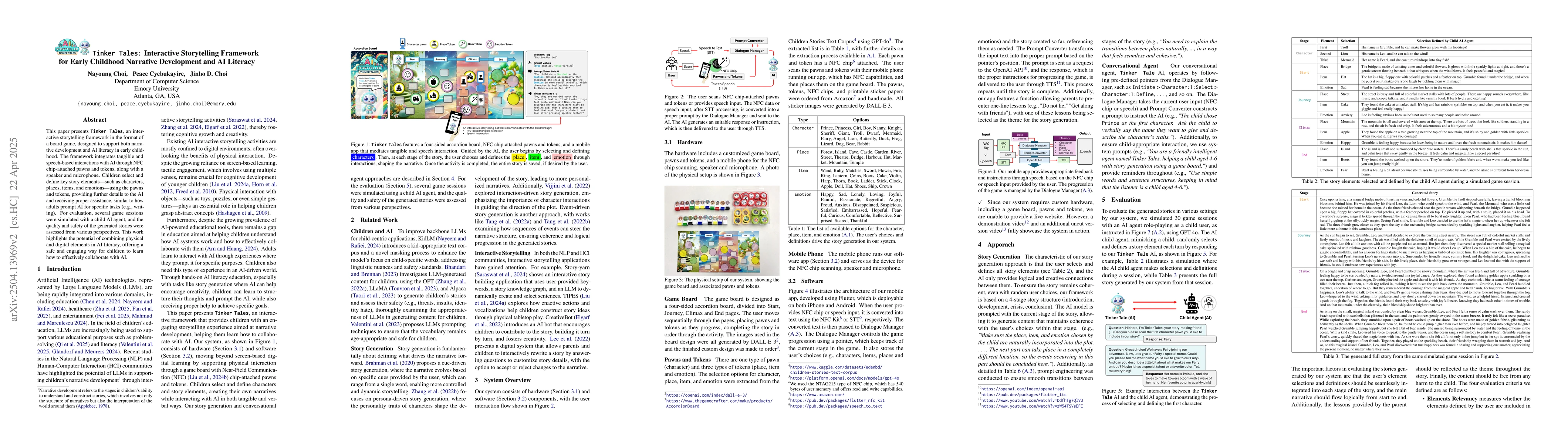 Thumbnail for Tinker Tales: Interactive Storytelling Framework for Early Childhood
  Narrative Development and AI Literacy