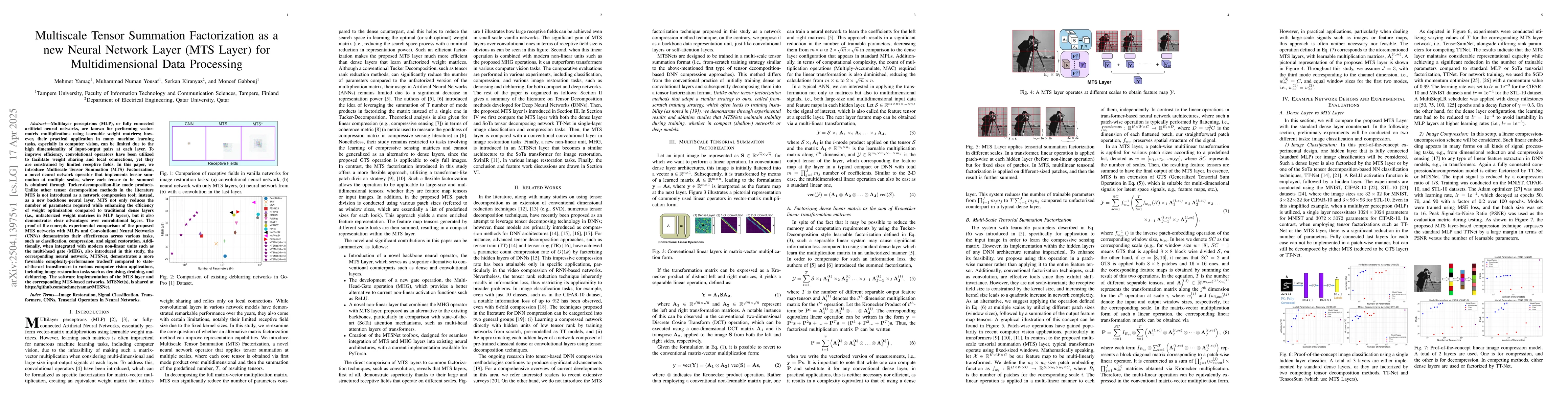 Thumbnail for Multiscale Tensor Summation Factorization as a New Neural Network Layer
  (MTS Layer) for Multidimensional Data Processing