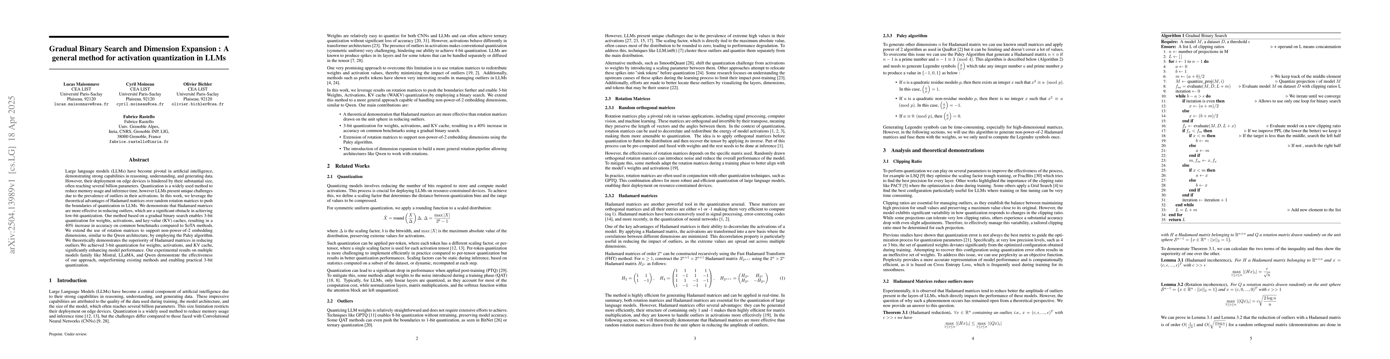 Thumbnail for Gradual Binary Search and Dimension Expansion : A general method for
  activation quantization in LLMs