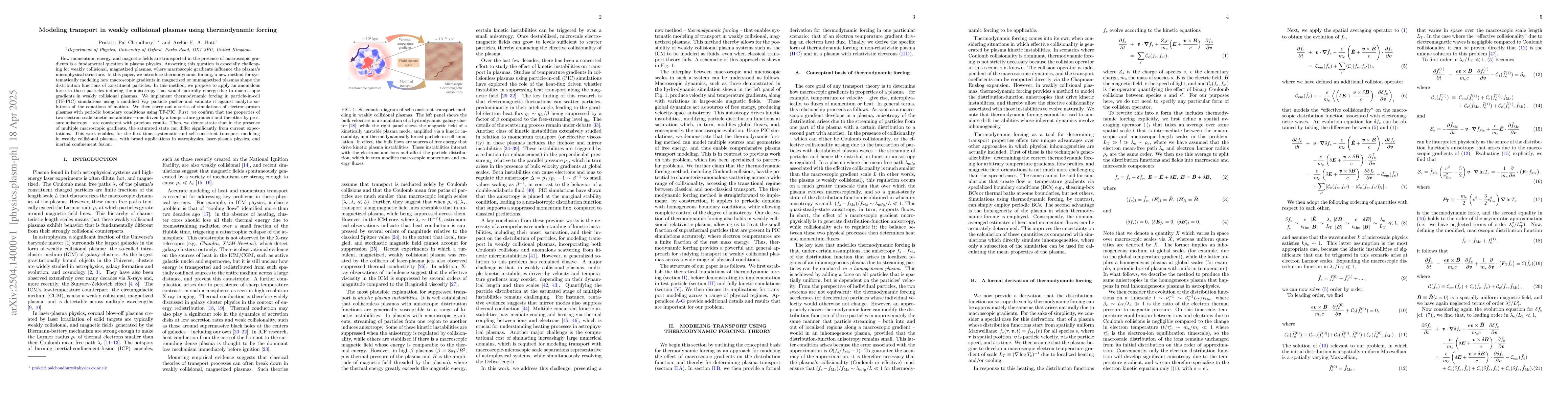 Thumbnail for Modeling transport in weakly collisional plasmas using thermodynamic
  forcing