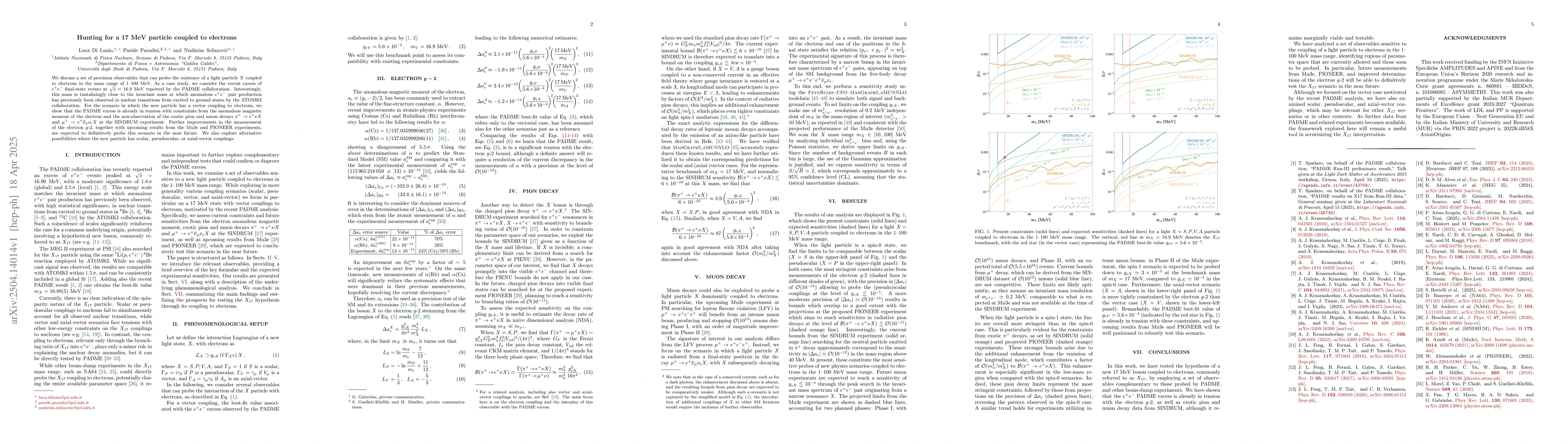 Thumbnail for Hunting for a 17 MeV particle coupled to electrons