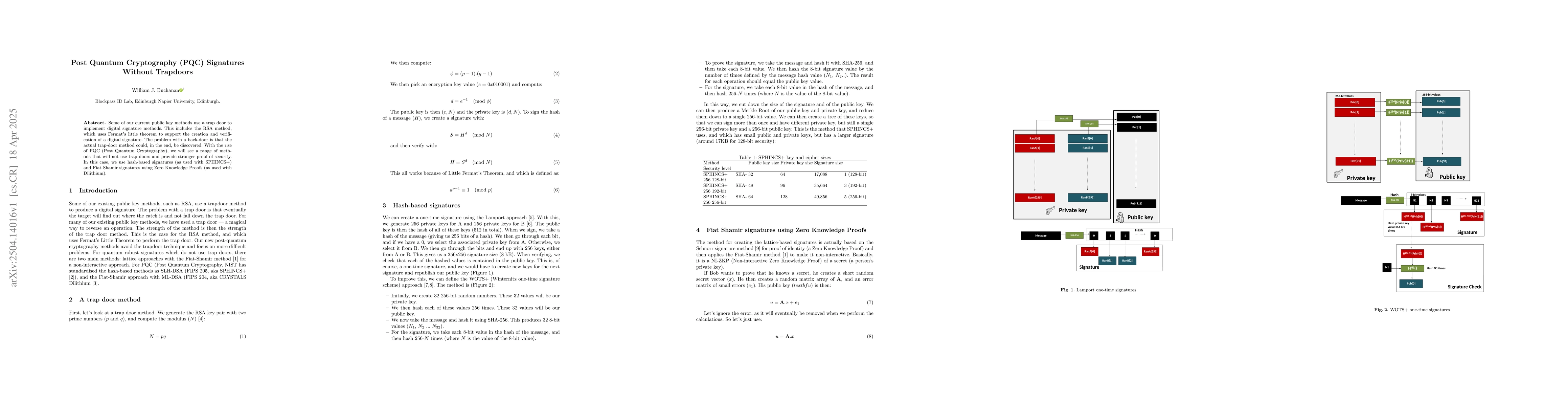 Thumbnail for Post Quantum Cryptography (PQC) Signatures Without Trapdoors
