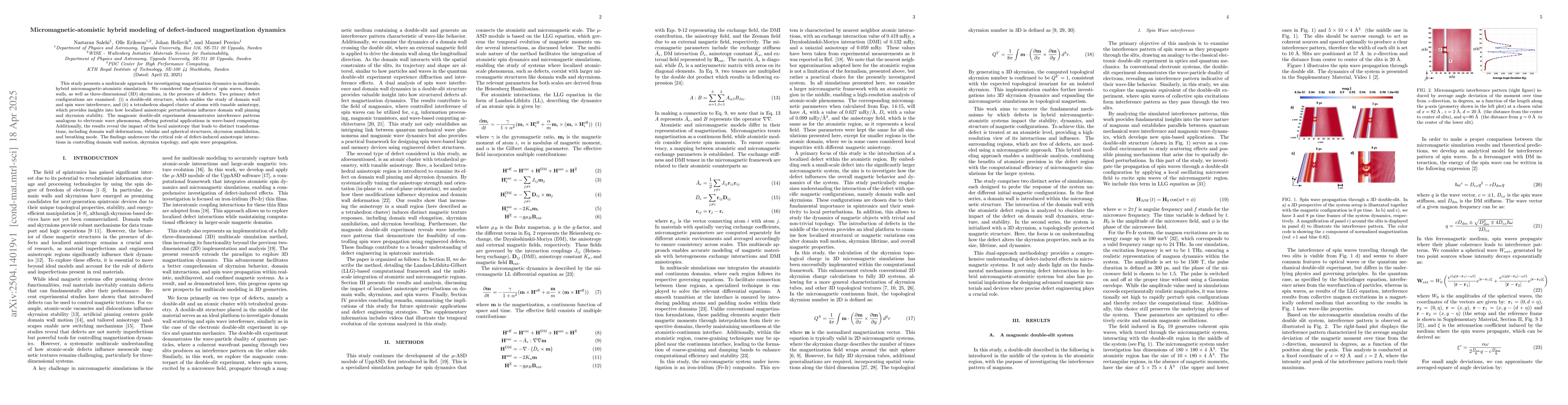 Thumbnail for Micromagnetic-atomistic hybrid modeling of defect-induced magnetization
  dynamics